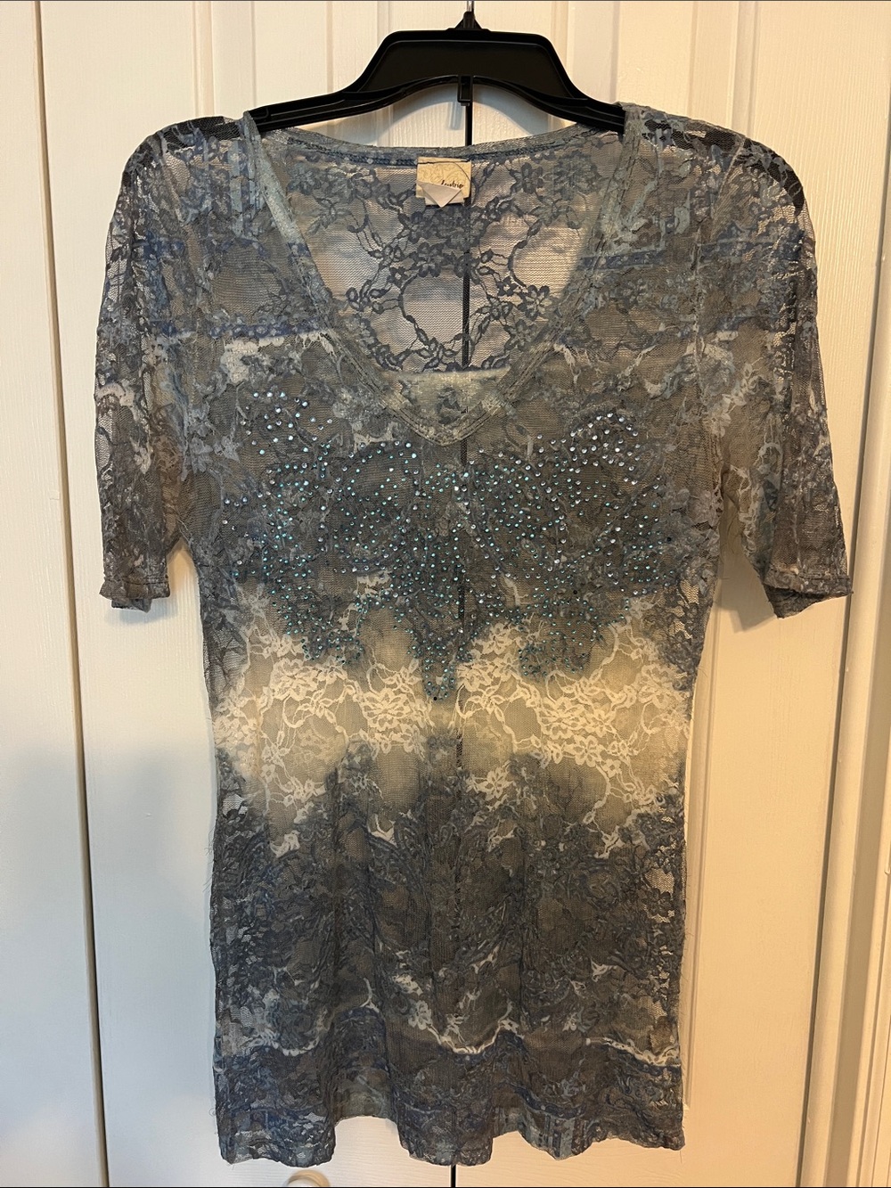 BKE Lace Ombre Shirt in Blue and White